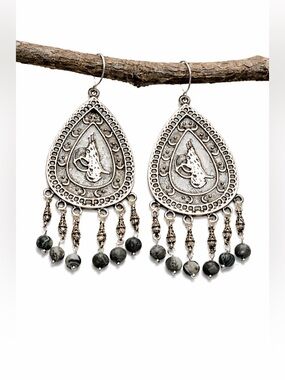 Ottoman Tughra Earrings • Turkish Boho Statement • Tribal Dangle